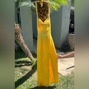 Mary L Couture Yellow Satin Dress